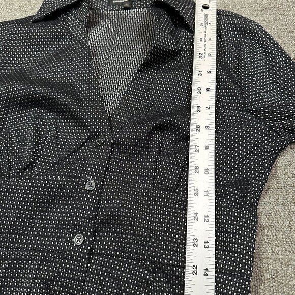 Vintage Y2K Express Design Studio Deep V Button Down Metallic Silver Shirt XS - Picture 5 of 5